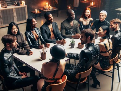 Kink Community Munch Gathering - Cover Kink community members socializing at a munch event.