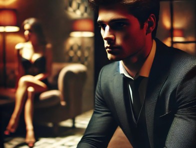 male-escort-emotional-struggles-cover Male escort looking contemplative, navigating emotions.